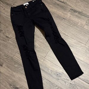 FRAME Black Ripped Skinny Jeans size 26